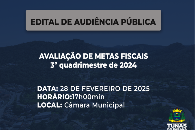 Edital de Audiência Pública - Avaliação de Metas Fiscais